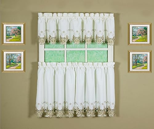 Miniatura 31 de Today's Curtain Verona - Nivel de bordado inverso, 36 pulgadas, crudo/rosa, 60 pulgadas de ancho x 36 pulgadas de largo