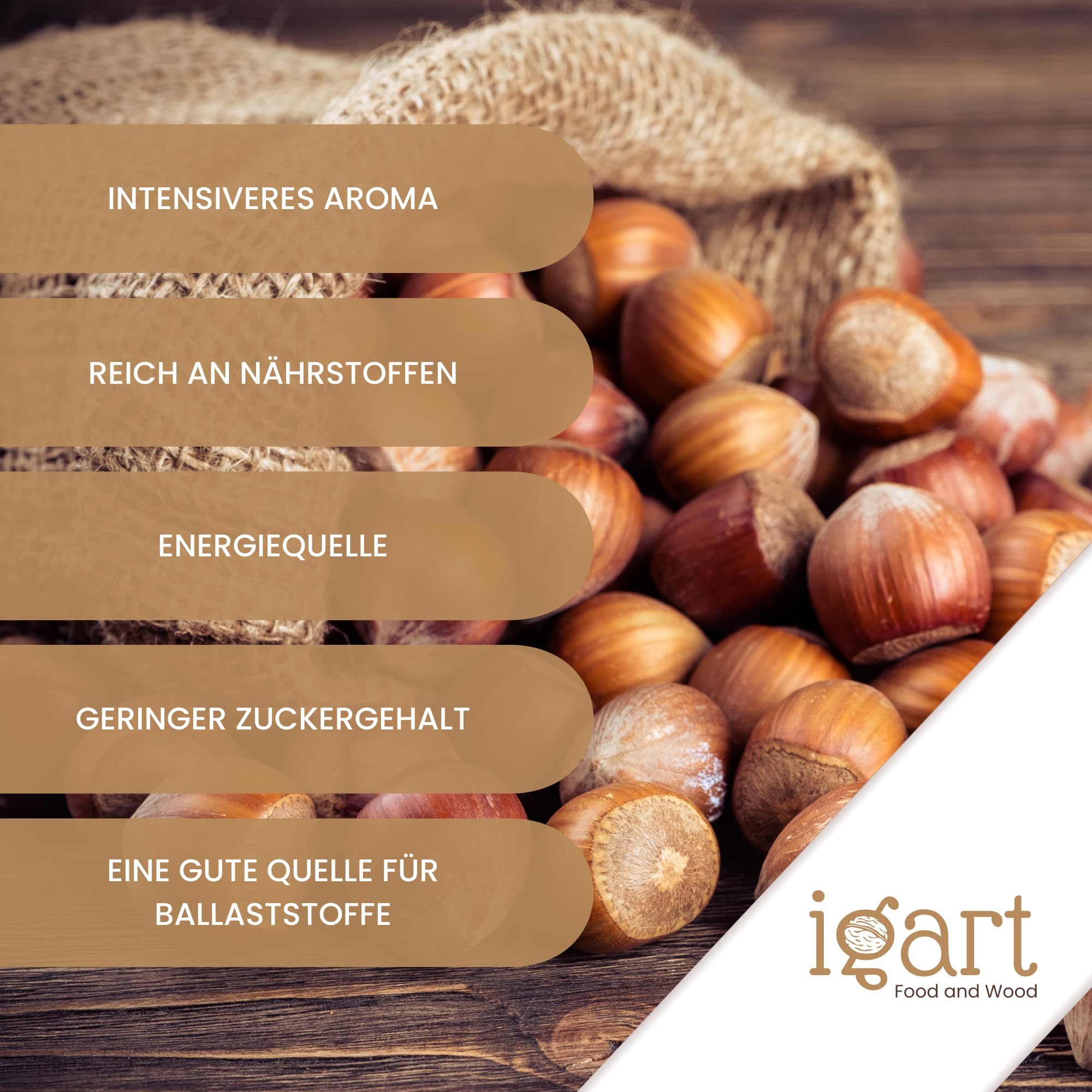 IGART FOOD & WOOD Naturbelassene Haselnüsse in der Schale 100% Rohkost & Frisch Polnische Eco-Qualität für Snack Müsli Salat, 10kg