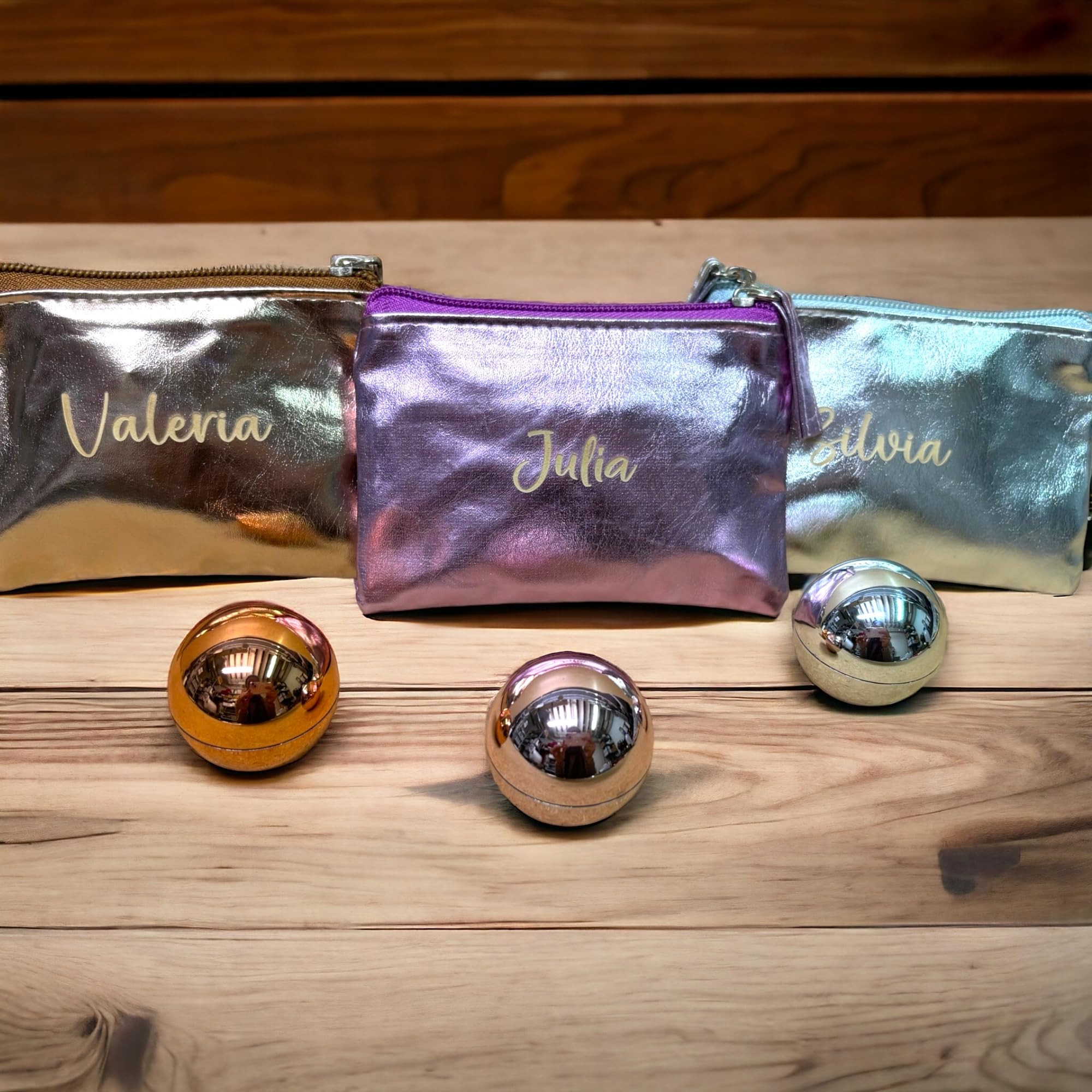 Balsamo Labial y Monedero a Juego con Color Metalizado con Posibilidad de PERSONALIZACION con Nombre. Pack 6 Unidades (Monedero con Nombre y balsamo)