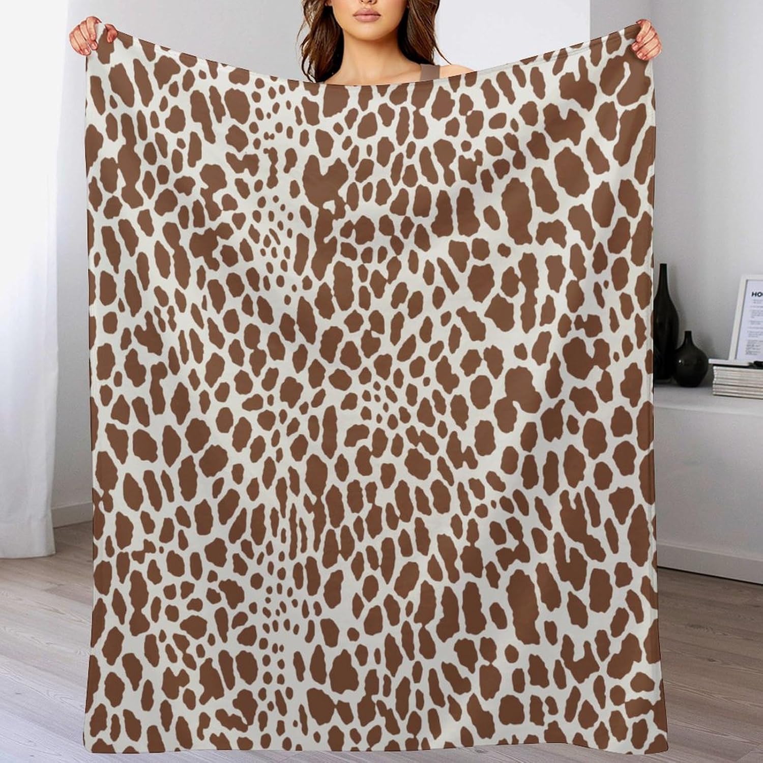 ArogGeld Leopard Print Animal Spots Brown Winter Flannel Blanket Brown Cheetah Animal Print Leopard Warm Throw Blanket for Camping and Travel for Winter 60x80in to Friend