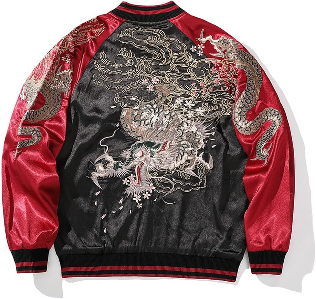 Amazon.com: HaiZi XiHuan Cool Dragon Sukajan Jacket Japanese