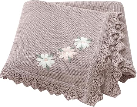 LAWKUL 100% Traceable Cotton Baby Blanket for Girls Boys, 40x30 Inch, Pink