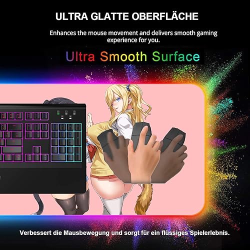 Miniatura 5 de Mouse Pads Sexy Anime Girl RGB Mouse Pad Deskmat Led Gaming Mousepad Gamer Desk Mat Game Mats Mause Office Pads XXL Keyboard Pad 39.37 inch x19.68