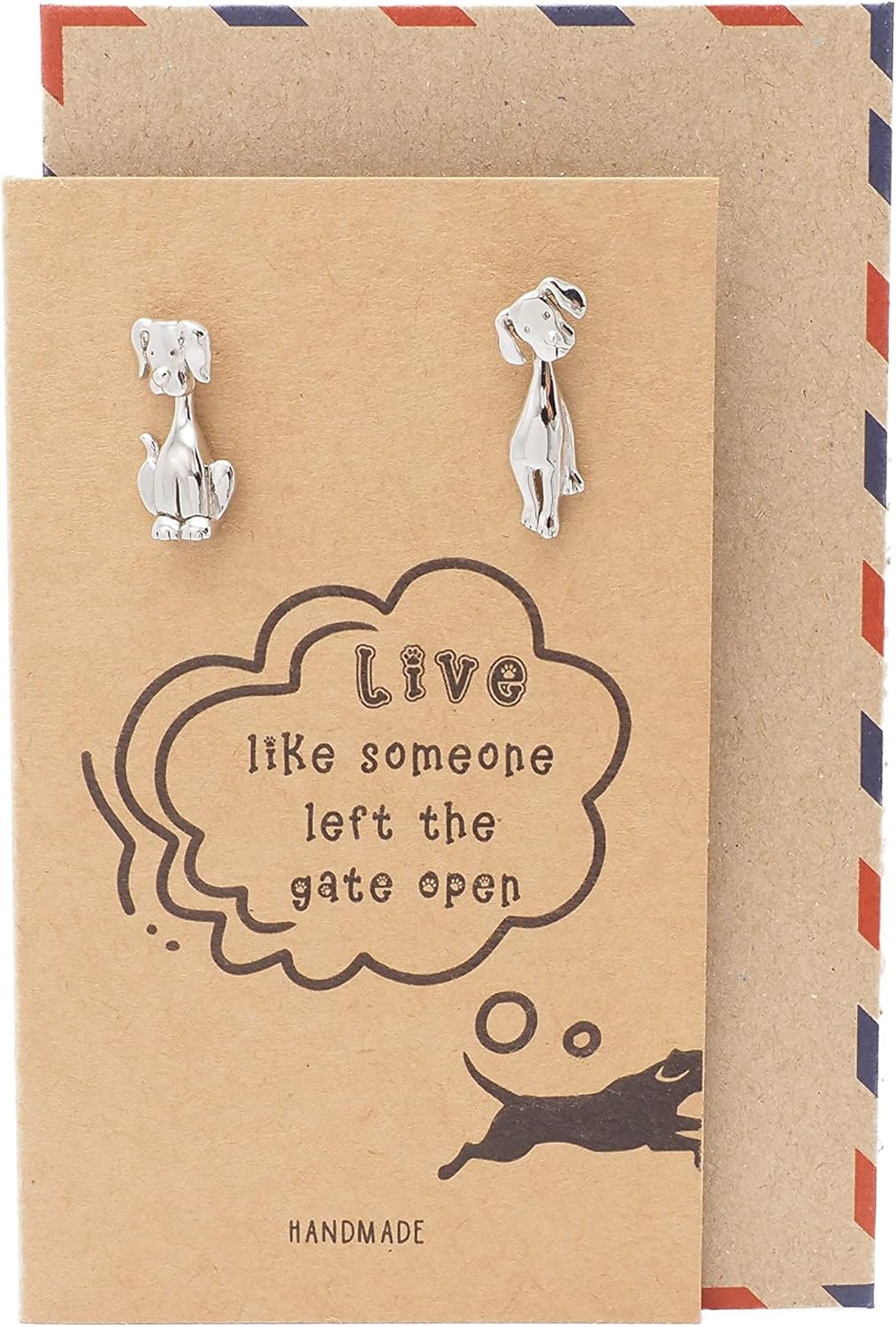 Quan Jewelry Dog Earrings, Gifts for Dog Puppy Owners Lovers with Greeting Card - Handcrafted (Limited)
