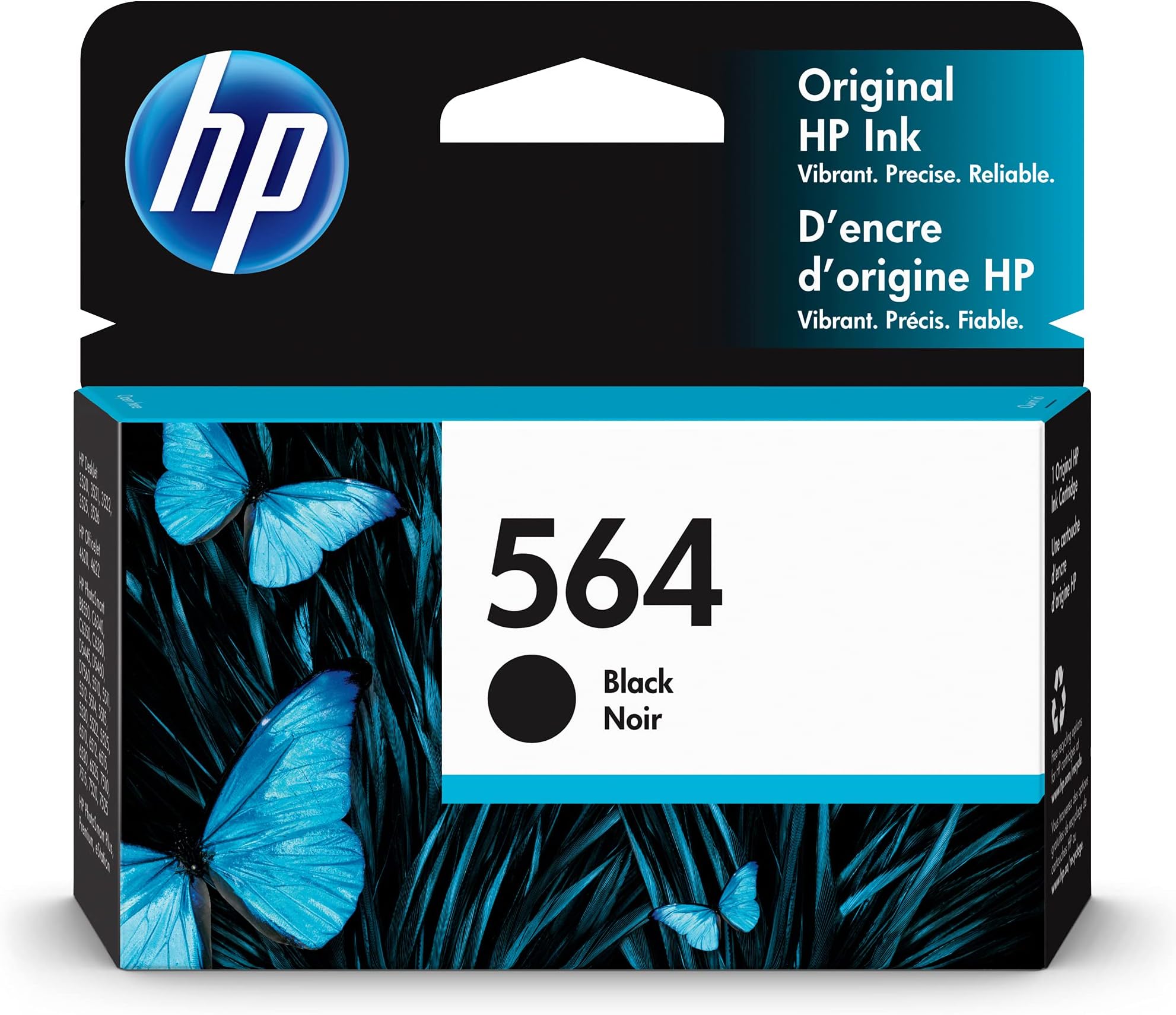 HP 564 Black Ink Cartridge | Works with DeskJet 3500; OfficeJet 4620; PhotoSmart B8550, C6300, D5400, D7560, 5510, 5520, 6510, 6520, 7510, 7520, Plus, Premium, eStation | CB316WN