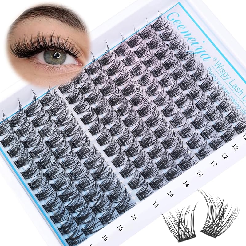 Cílios Postiços em Tufo Geeneiya Wispy C Curl 12, 14 e 16 mm, 154 unidades