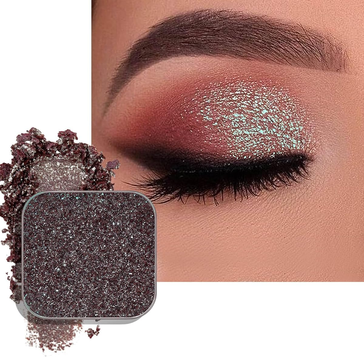Chameleon Duochrome Eyeshadow, Mauve Taupe to Green Blue Shift | Holographic Shimmer Iridescent EyeShadow Single for Sparkle Eye Makeup, Buildable & Blendable, Refill Fits Magnetic Palettes
