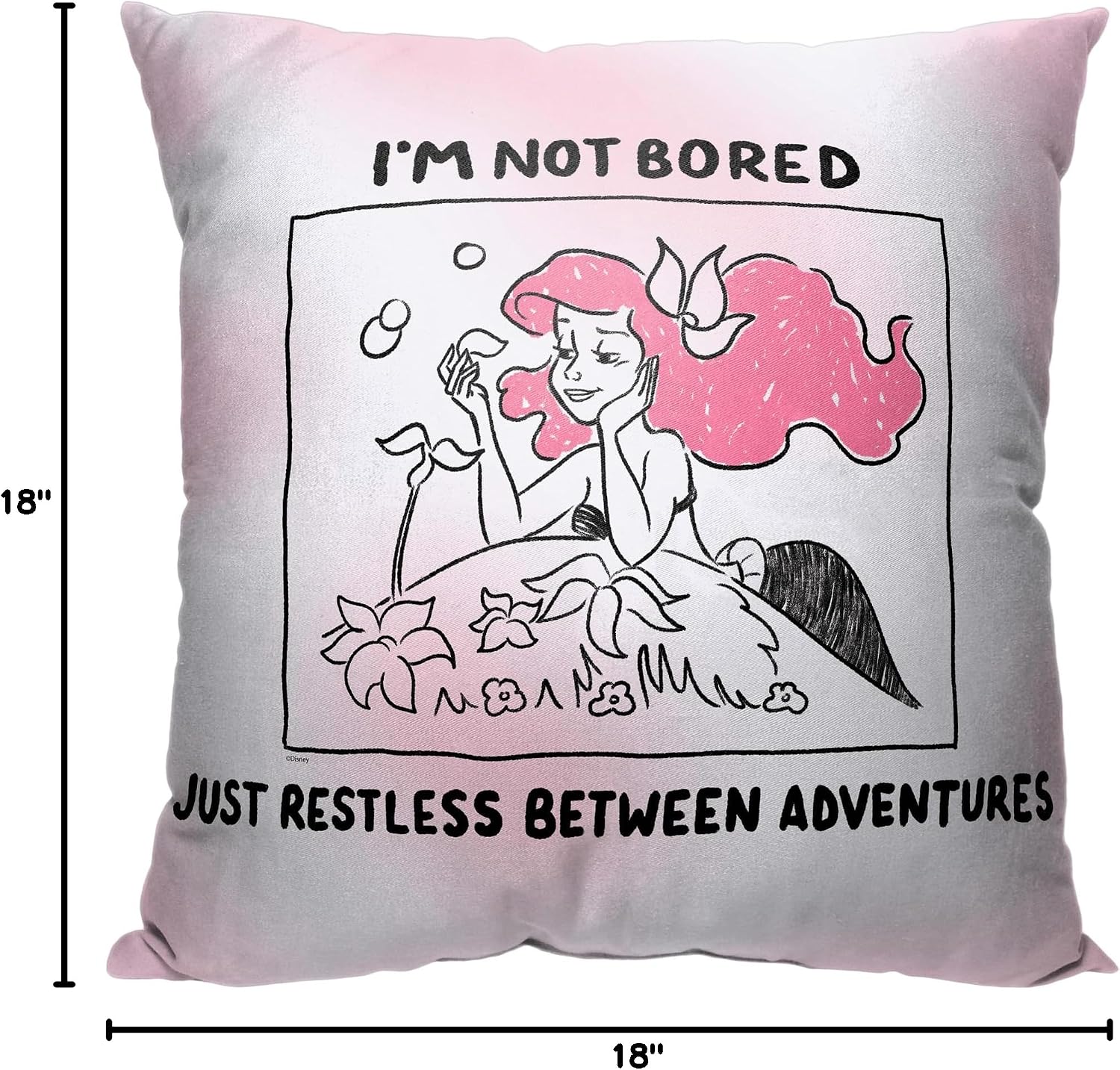 Northwest Little Mermaid/Ariel Pillow, 18" x 18", Restless Between Adventures