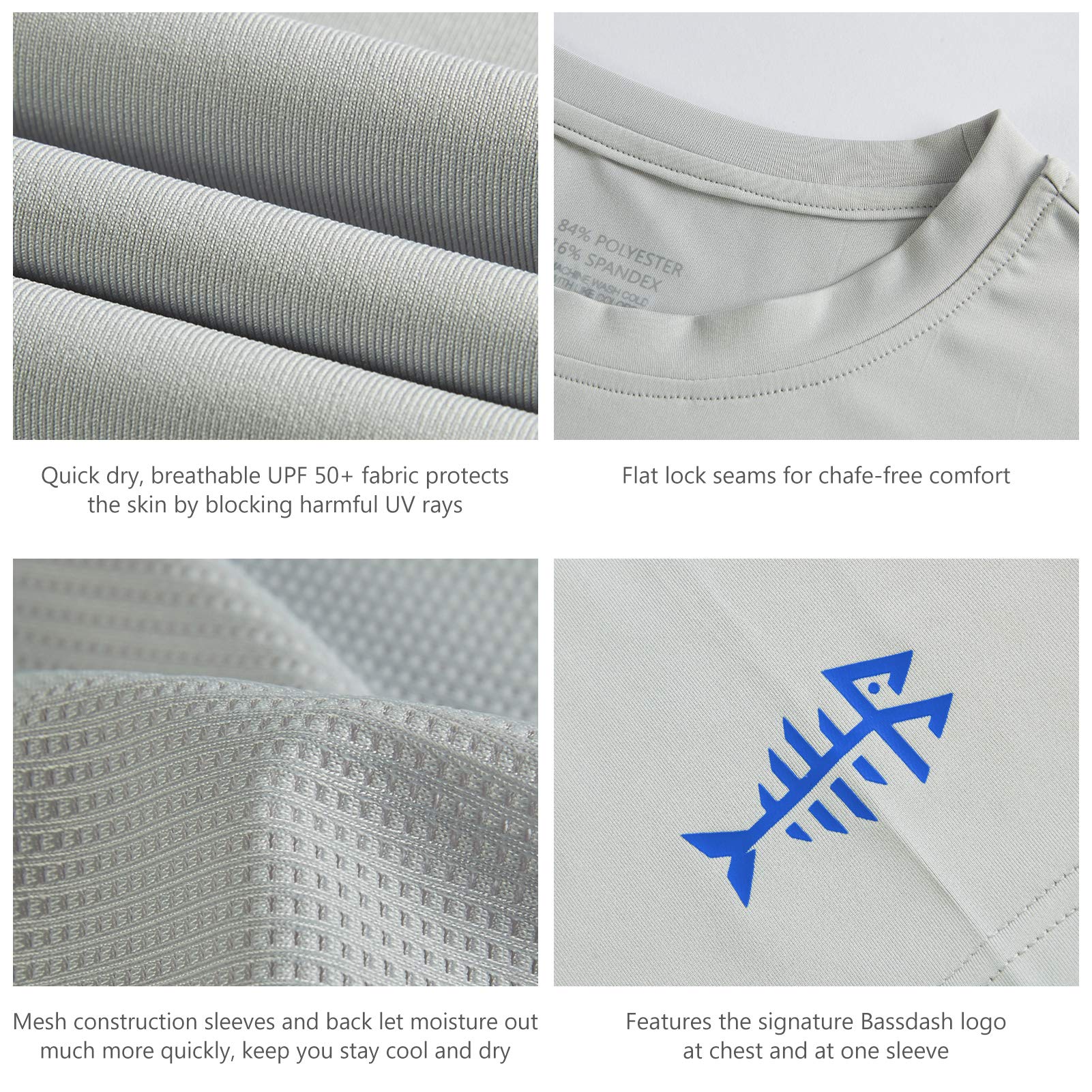 Bassdash - Maglietta da Uomo, con Protezione Solare UPF 50+, Maglietta a Maniche Corte da Pesca