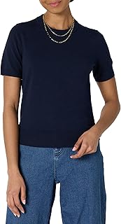 Women's Regular-Fit Short Sleeve Crewneck Pullover Sweater Top