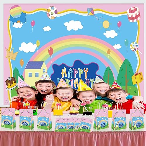 Miniatura 6 de YOOUUQIAN 20 piezas de dibujos animados de cerdo feliz cumpleaños, decoraciones de anime, cerdo rosa, bolsas de regalo para fiestas de cumpleaños