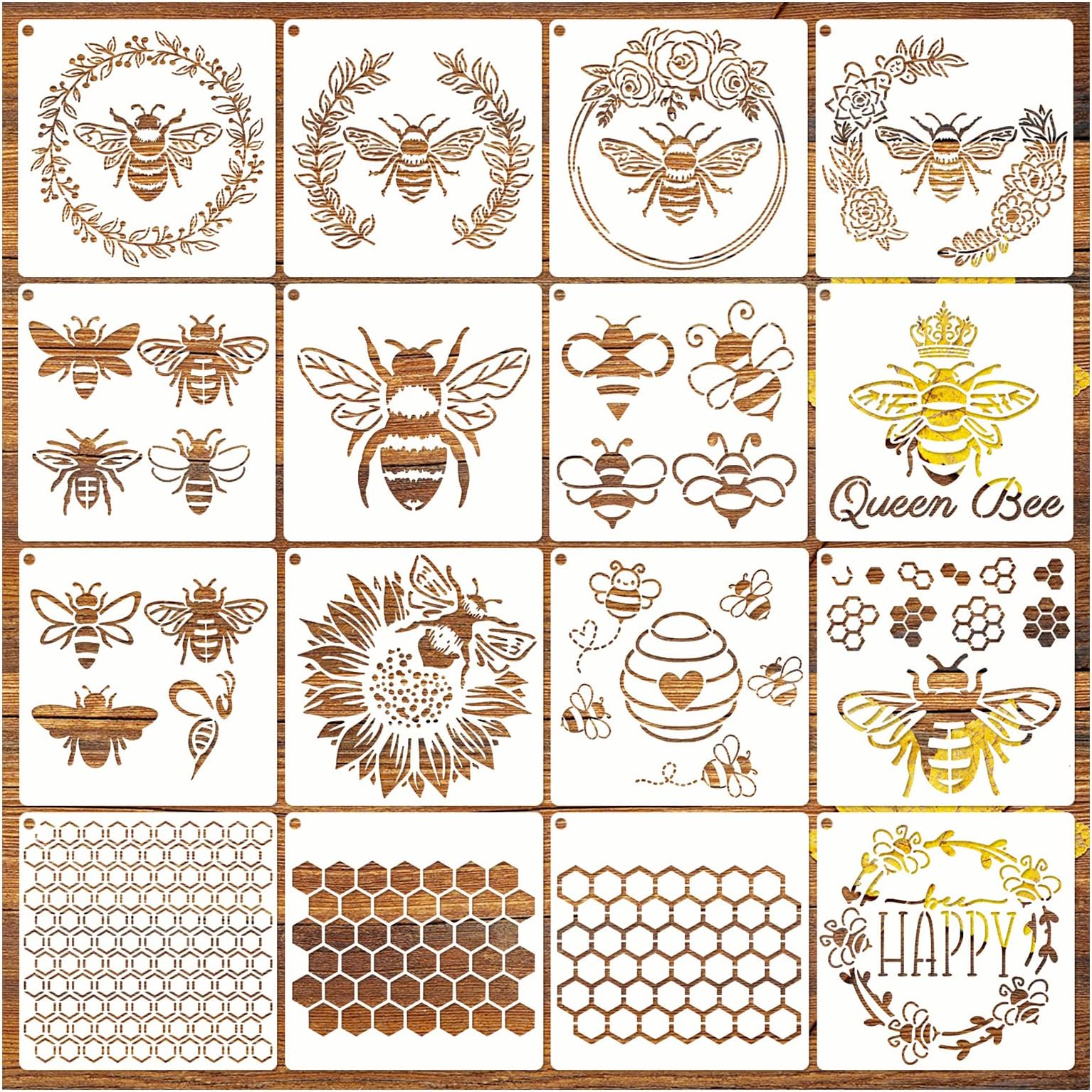 Amazon.com: 10Pcs Honeycomb Stencils for Painting, Large Small ...