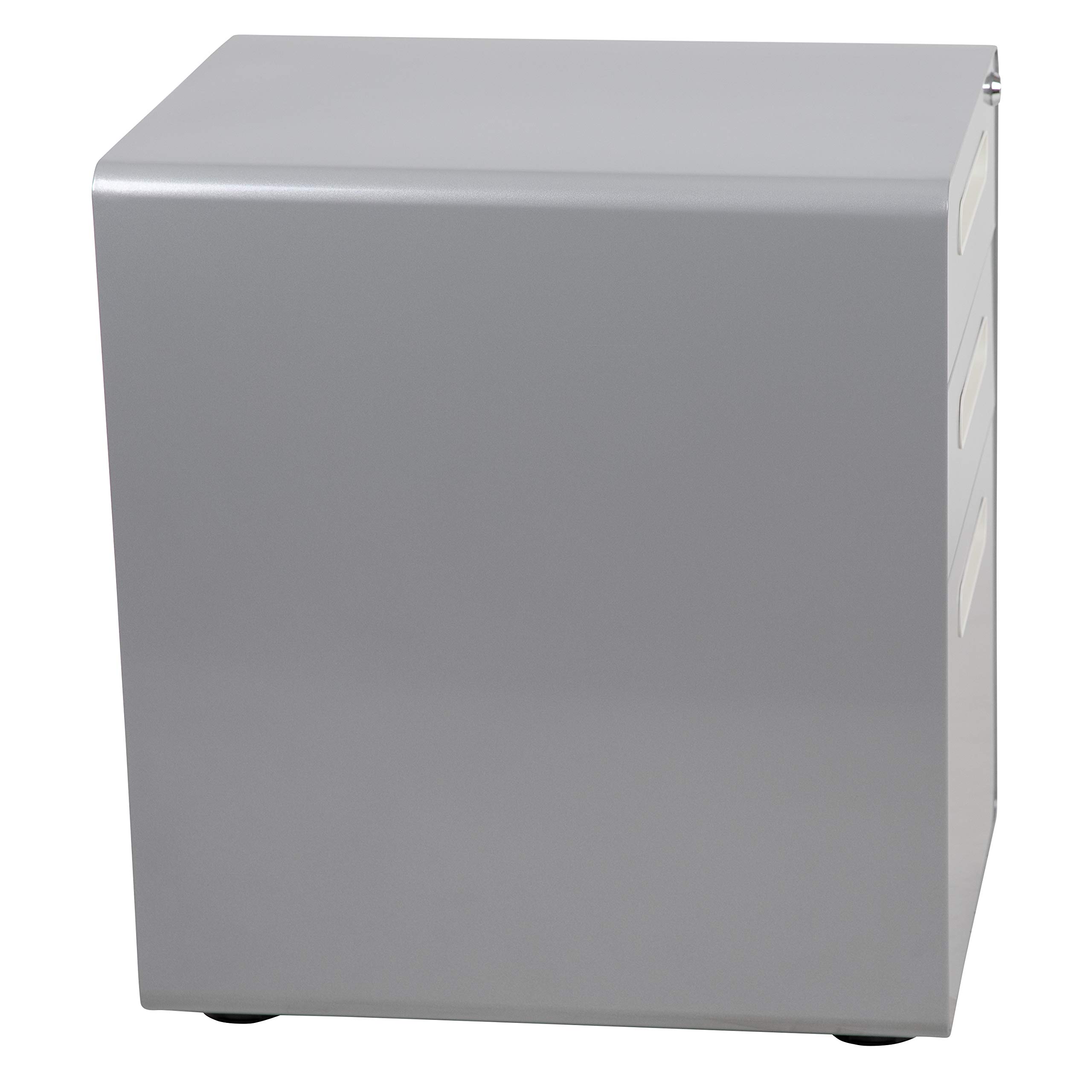 Flash Furniture WREN - Archivador ergonómico de 3 cajones con Mecanismo antibalancín, cajón Colgante para Bandeja Derecha y Cartas, Color Gris