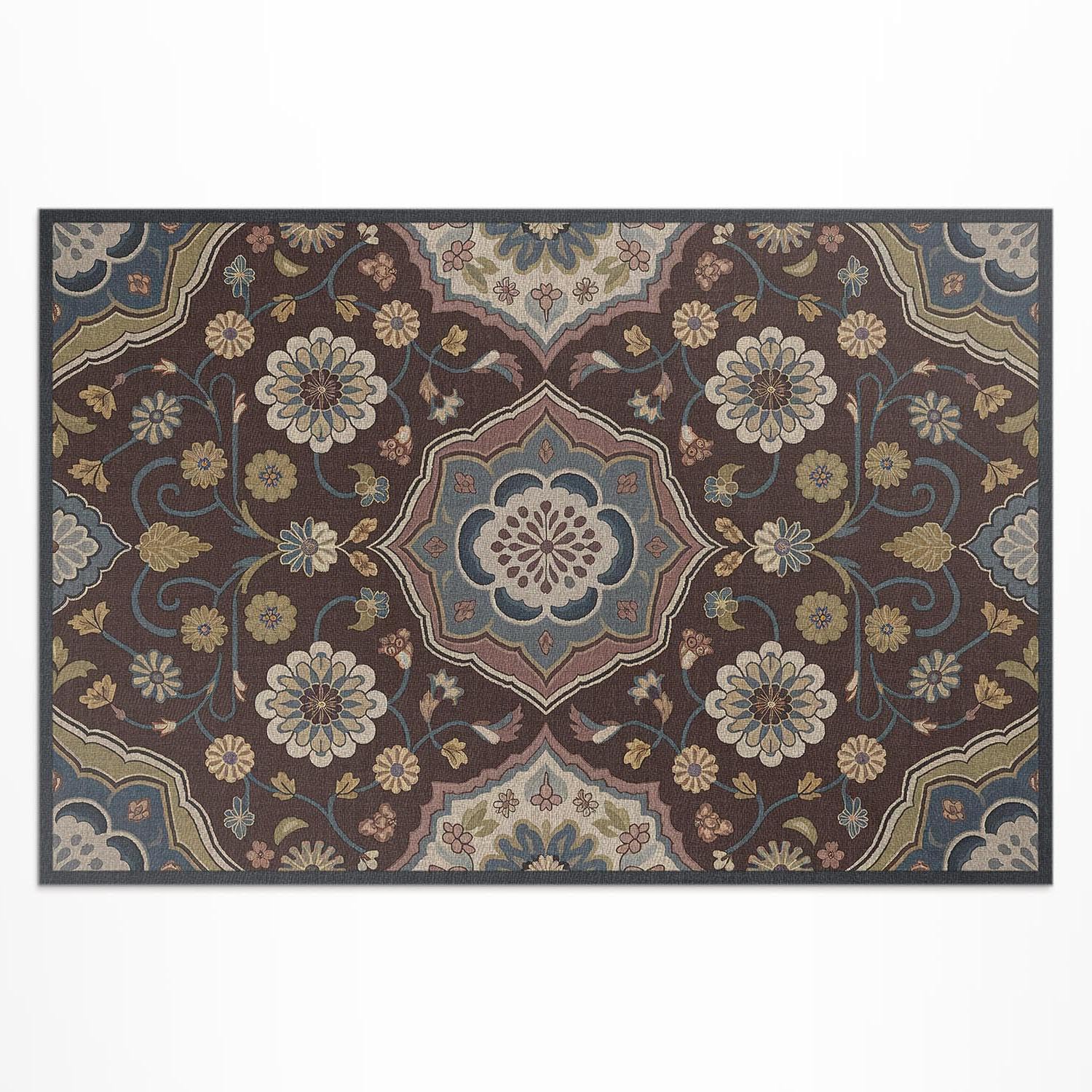 Tapis de terrasse fleuri en vinyle pour un balcon au style vintage et bucolique