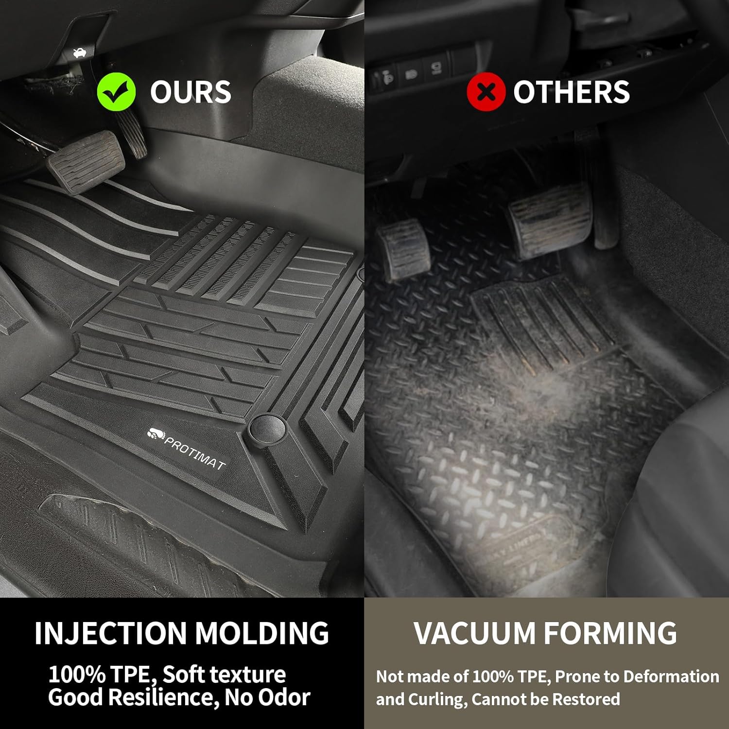 Floor Mats Custom for for 2019-2025 Chevrolet Silverado 1500/GMC Sierra 1500, All Weather TPE Floor Mats for Sliverado/GMC Sierra 2019-2024 Front Row, 2-pc Cargo Liner (Black)