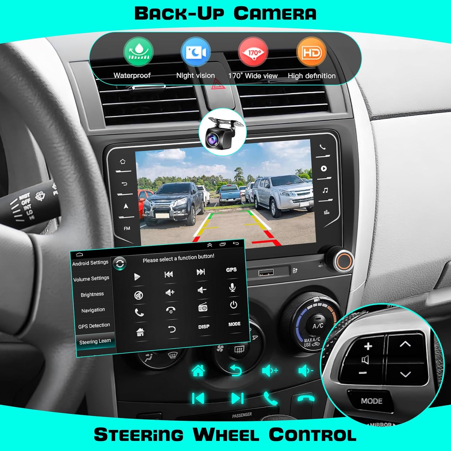 【4+64G】Android Carplay Stereo for Toyota Corolla 2009-2013, 7 Inch Touchscreen Corolla Radio Built-in Wireless CarPlay&Android Auto/GPS Navigation/Bluetooth5.2/Voice Control/FM Radio/Backup Camera/SWC