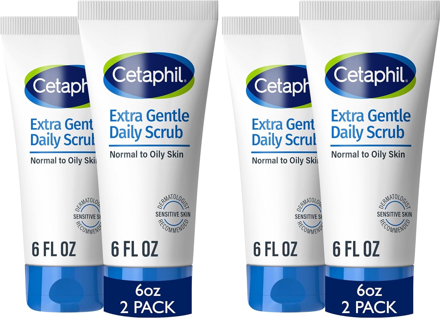 Exfoliating Face Wash,Extra Gentle Daily Face Scrub,Gently Exfoliates & Cleanses,For All Skin Types,Non-Irritating & Hypoallergenic,Suitable For Sensitive Skin,6 Fl Oz,(Pack of 4)