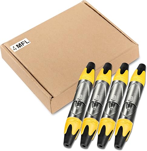 Miniatura 6 de MFL. Conector de cable XLR de 3 pines macho y hembra con carcasa de níquel y contactos plateados, conector de cable de micrófono, conector de audio,