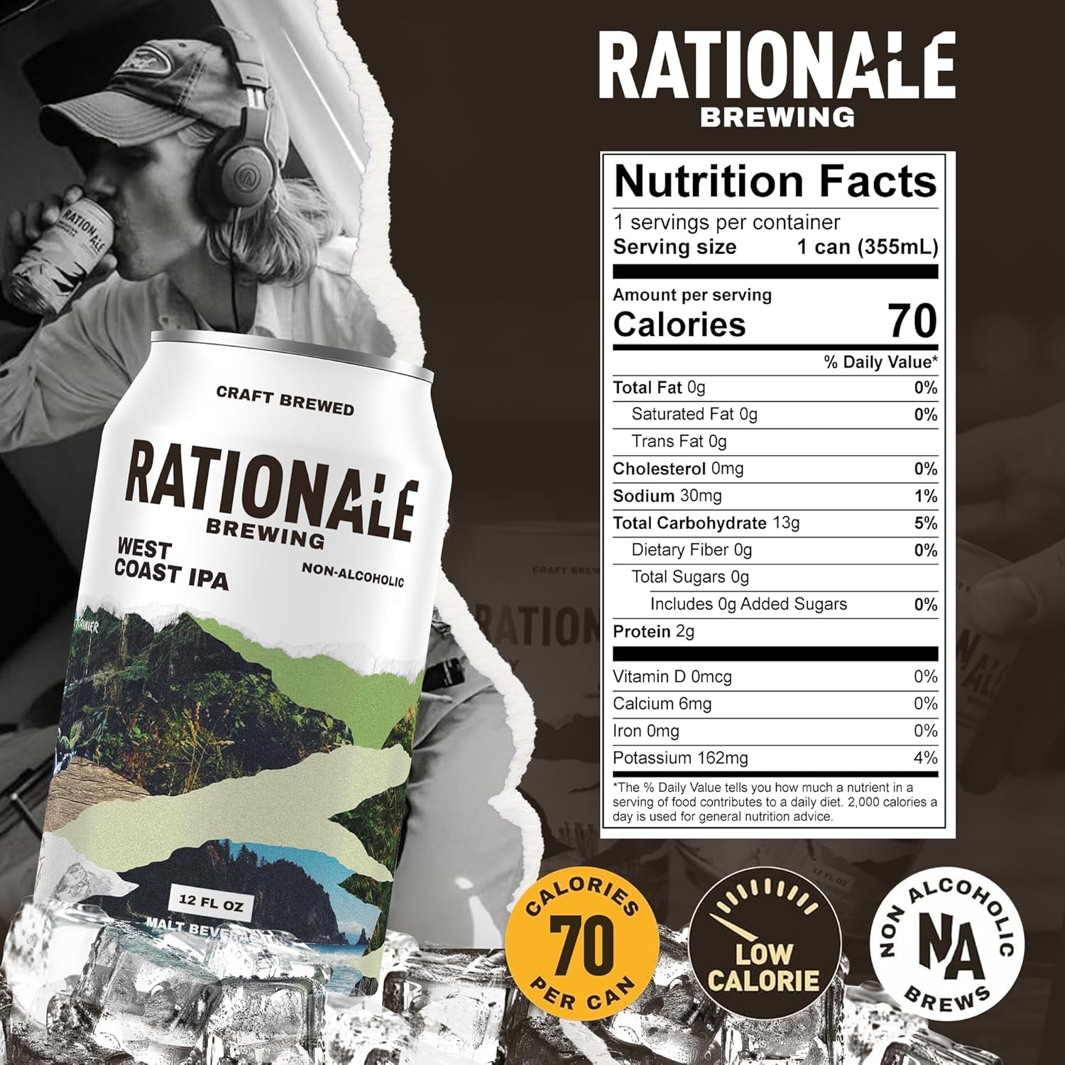 Rationale Brewing Non Alcoholic Beer, Mexican Cerveza & West Coast IPA, Premium Craft NA Beer Variety Pack, Low Calorie Zero Alcohol Alternative, Award Winning Non-Alcoholic Drinks, 12 Pack 12oz Cans