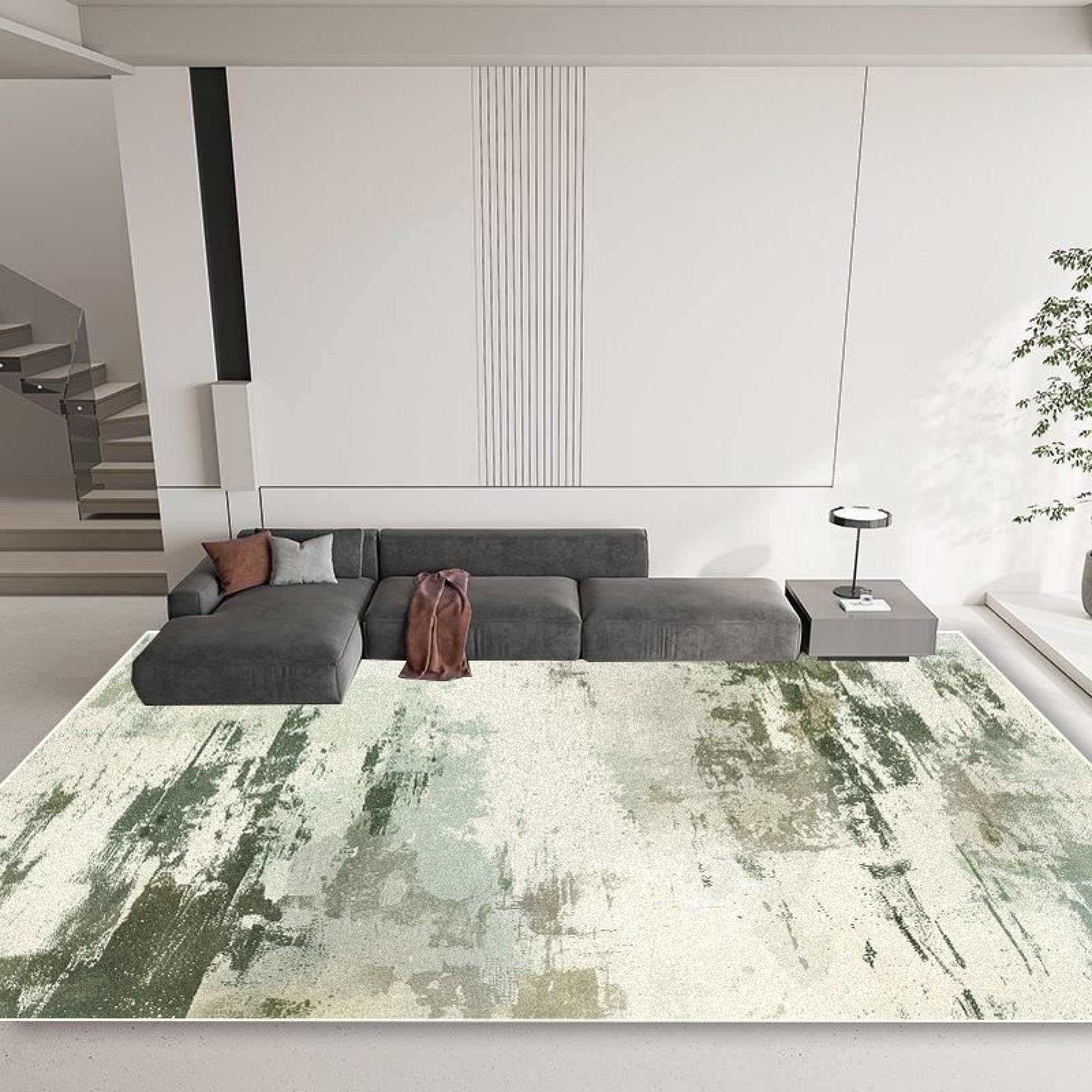 Tapis de salon vert clair lavable 100 x 160 cm grand tapis doux CX048