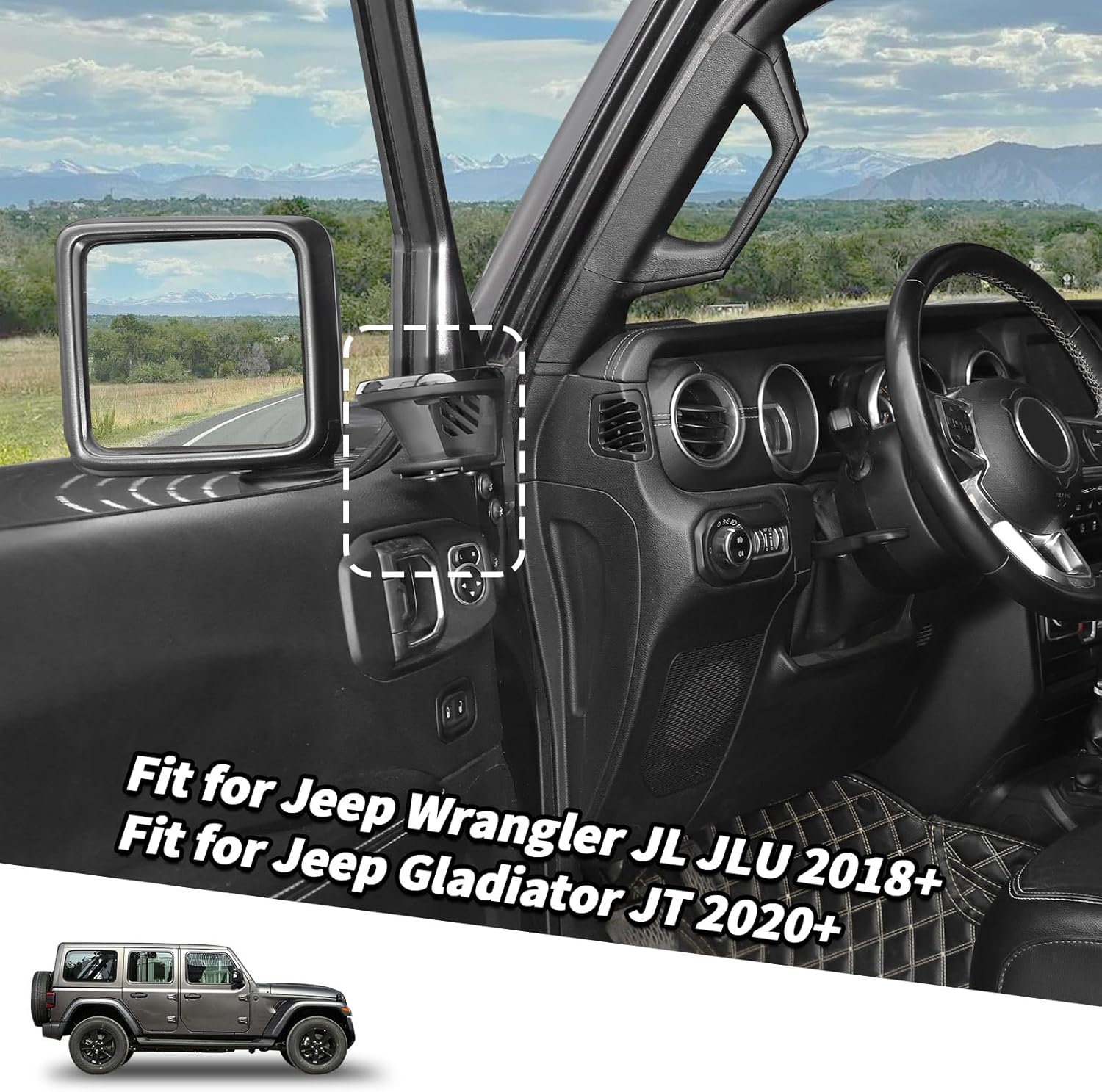 1PC Upgraded Door Cup Holder Fit for Jeep Wrangler JL JLU 2018-2025 & Gladiator JT 2020-2025, Driver Side