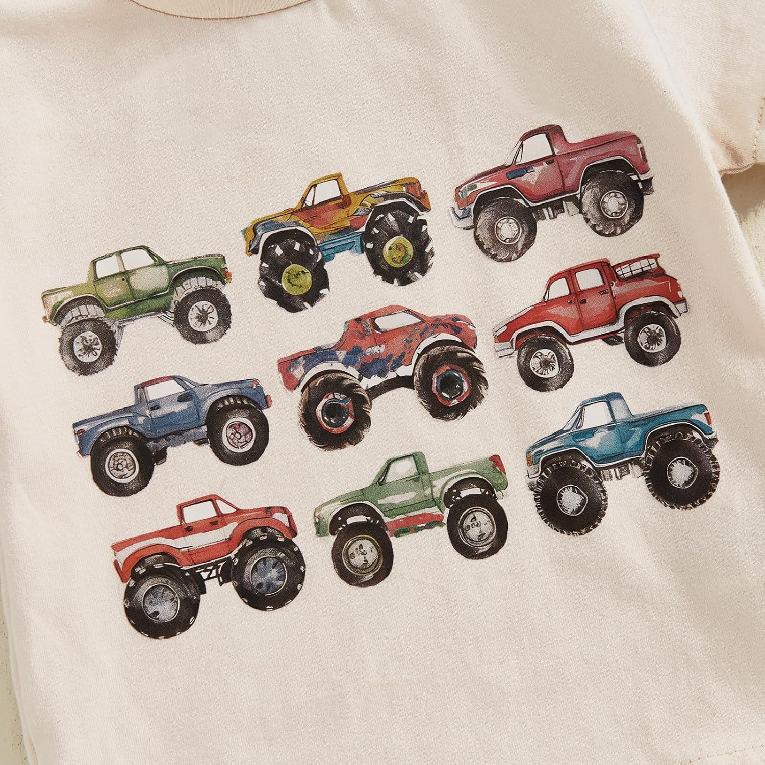 Toddler Baby Boy Summer Clothes Trucks Letters Short Sleeve T-shirt Top Elastic Waist Shorts Set Summer Outfit 2Pcs - Image 4