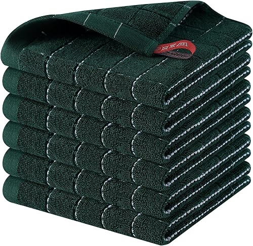 Miniatura 35 de Homaxy Toallas de cocina de rizo de algodón 100% (gris oscuro, 13 x 28 pulgadas), diseño a cuadros, suaves y súper absorbentes, paquete de 8