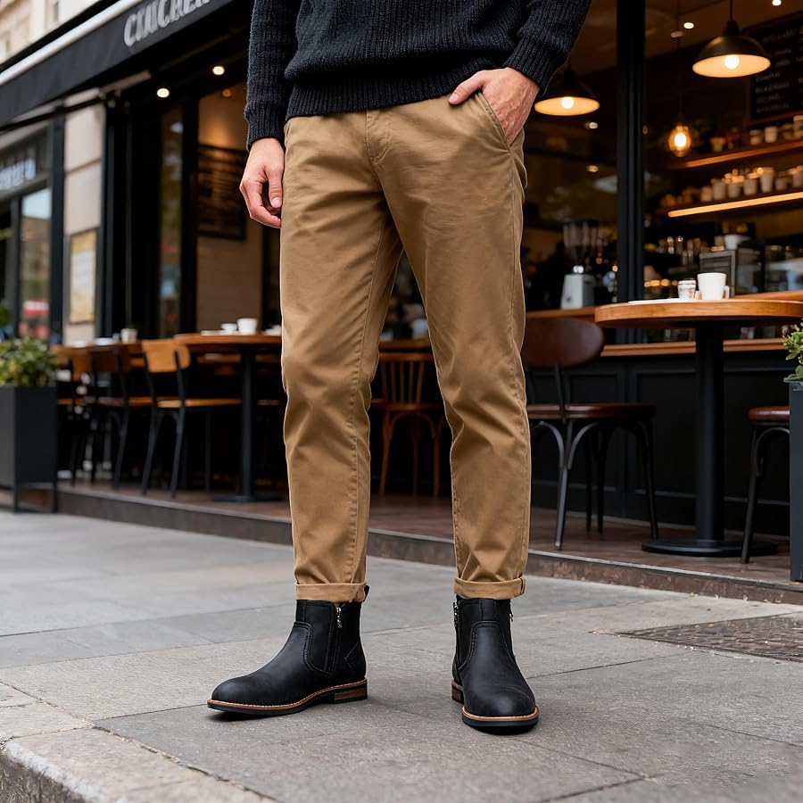 Jousen Boots Mens Size 9 Brown Ankle Side Zip Dress Casual Jousen Chelsea Boots Men Square Toe Ankle Mens Western Boots  main image 4