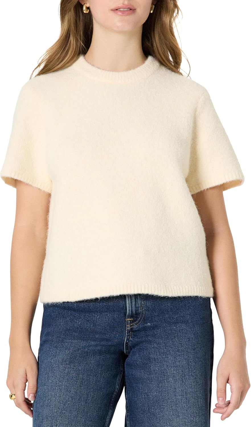 Amazon Essentials (Demi's Pick) Women's Relaxed-Fit Faux Mohair Short Sleeve Sweater Top