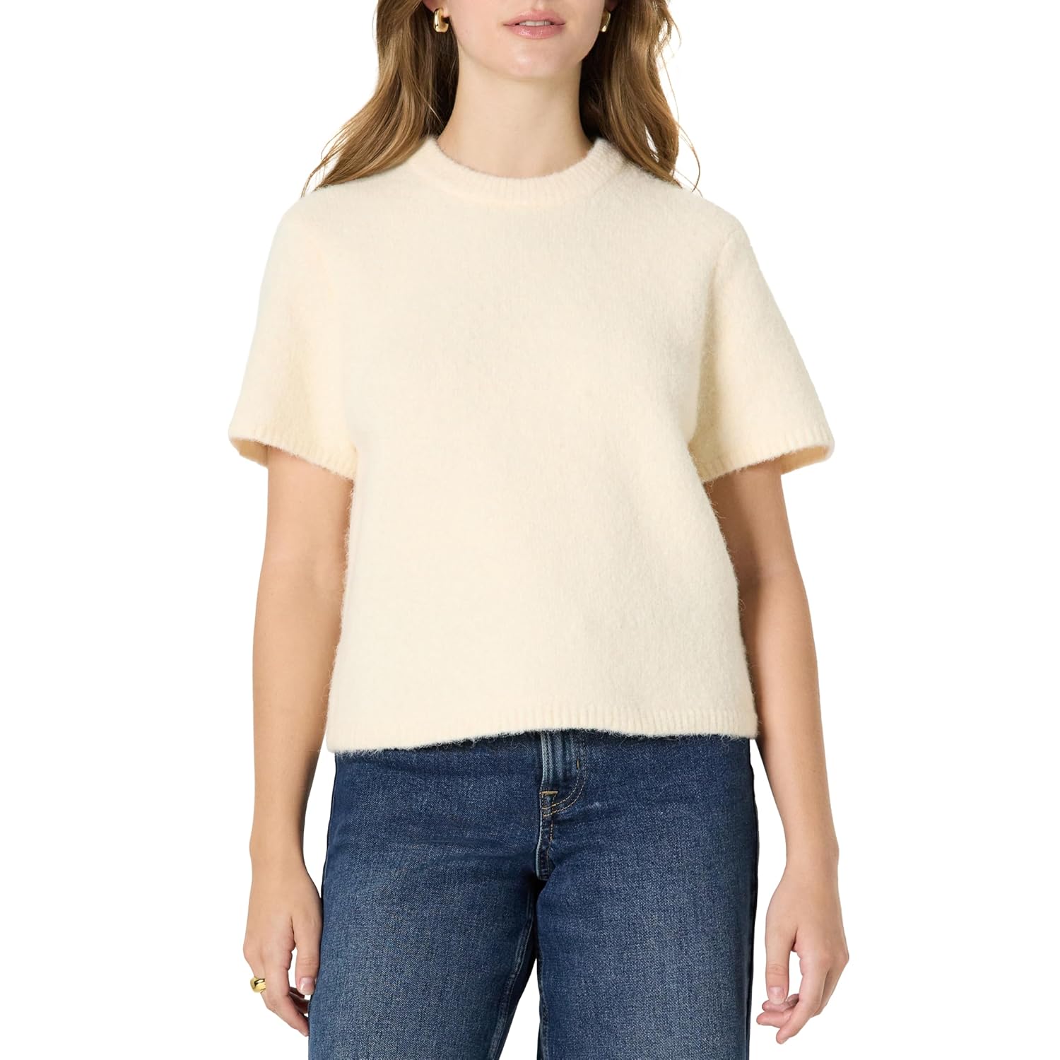 Amazon Essentials Demis Pick Womens Relaxed-Fit Faux Mohair Short Sleeve Sweater Top