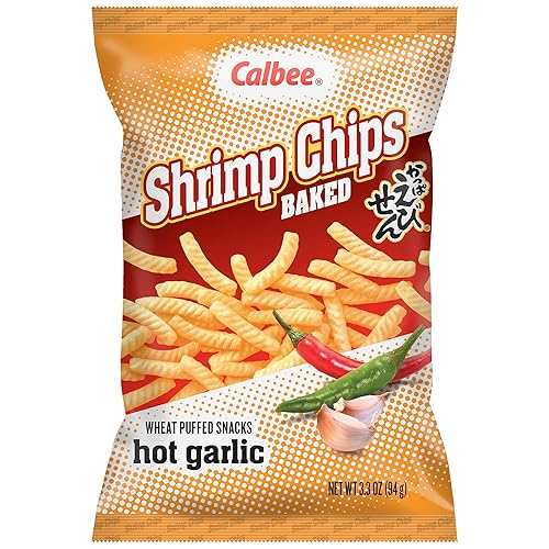 Miniatura 20 de Calbee Chips de camarones (ajo caliente, 4.0 onzas) (paquete de 12) Horneados para una perfección crujiente