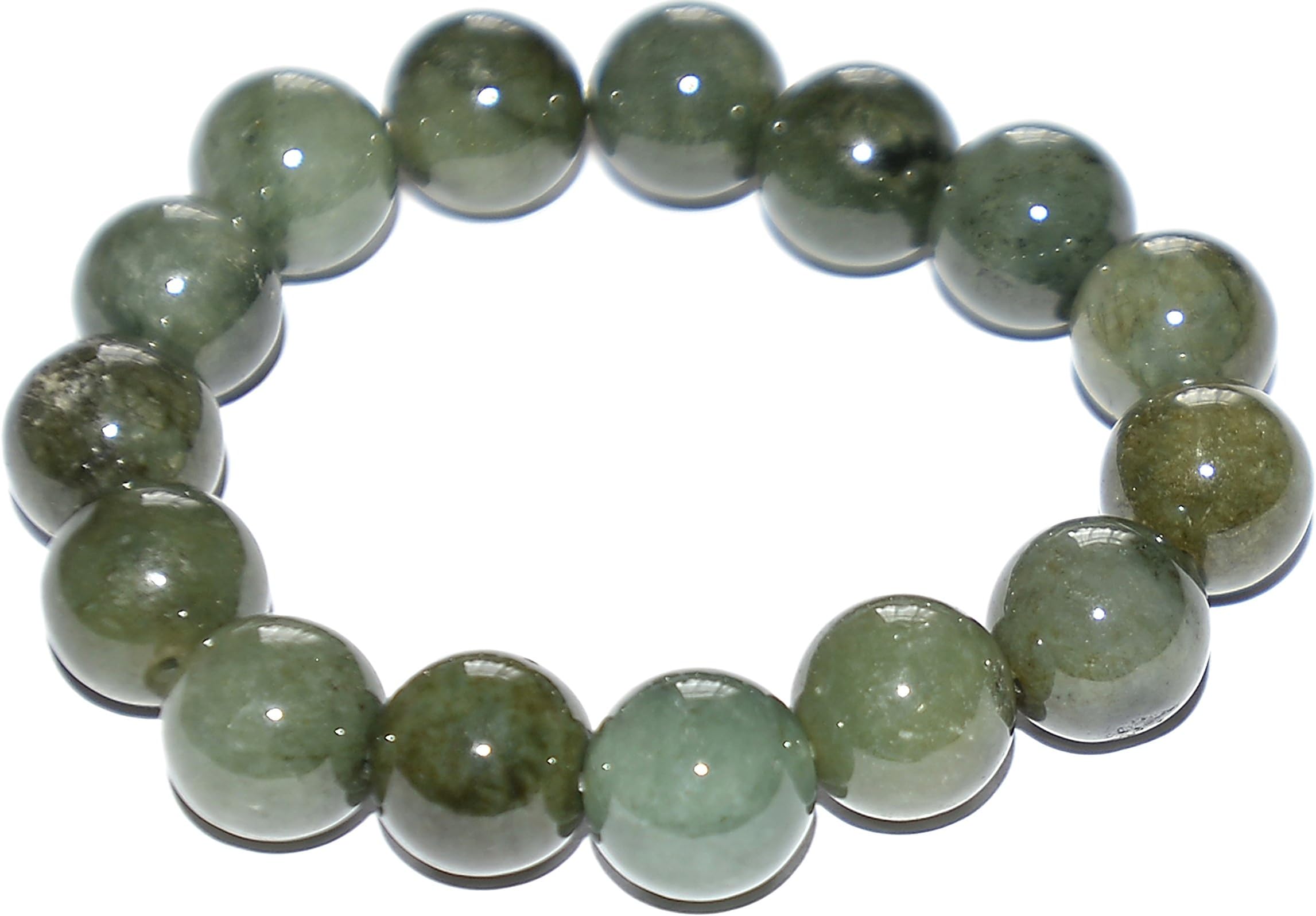Chinese Feng Shui Spiritual Misty Green Jade Bead Bracelet For Fertility,Life And Good Health