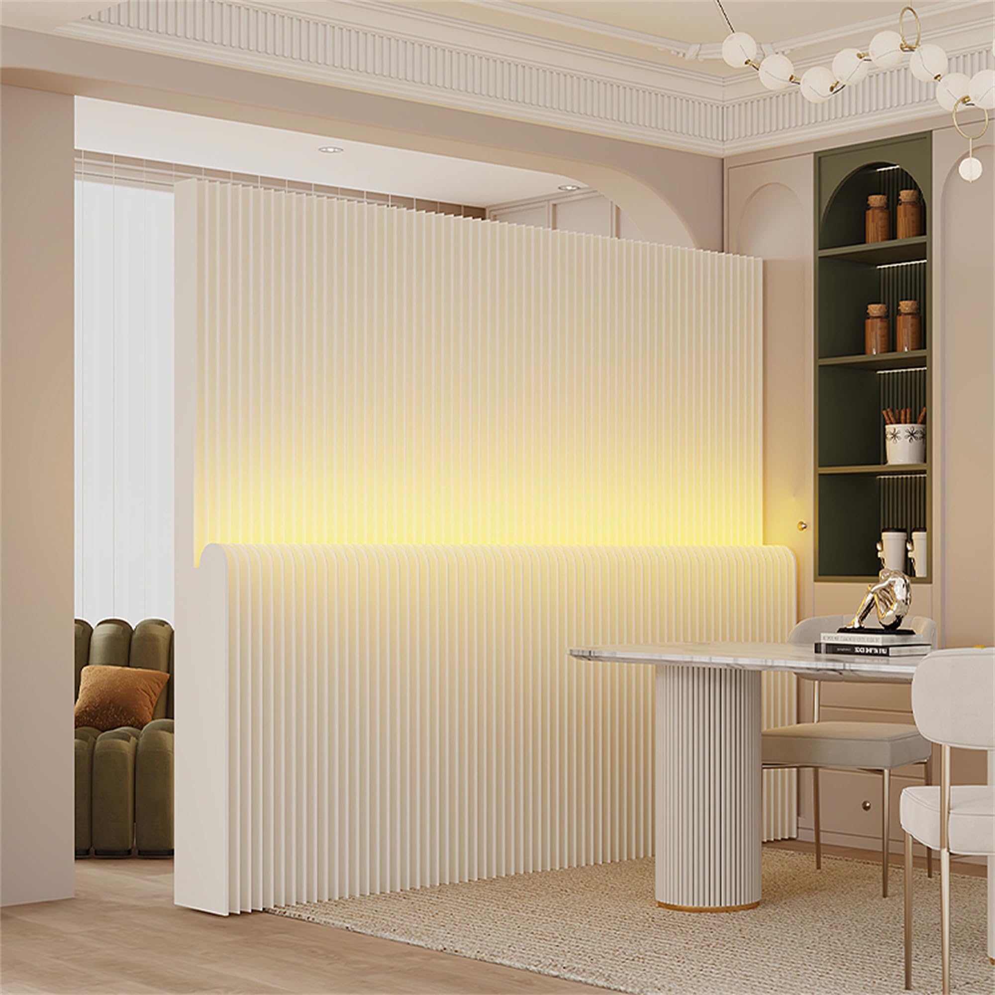 Séparateur mural portable rétroéclairé paravent pliable en papier pour intimité de bureau modulable