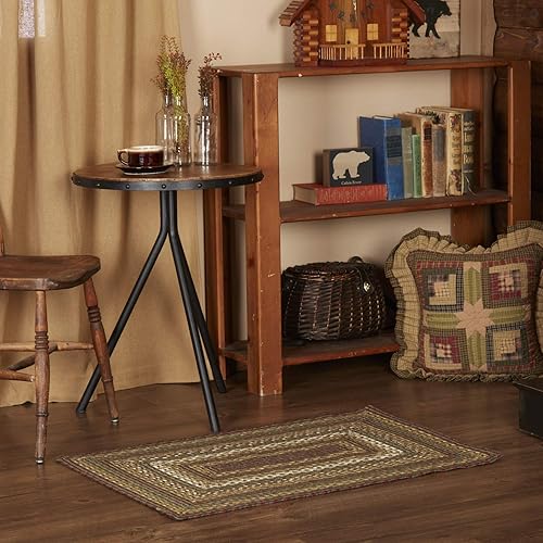VHC Brands Tea Cabin - Alfombra rectangular de yute rústico a rayas verdes con almohadilla para el suelo, 24 x 36 pulgadas