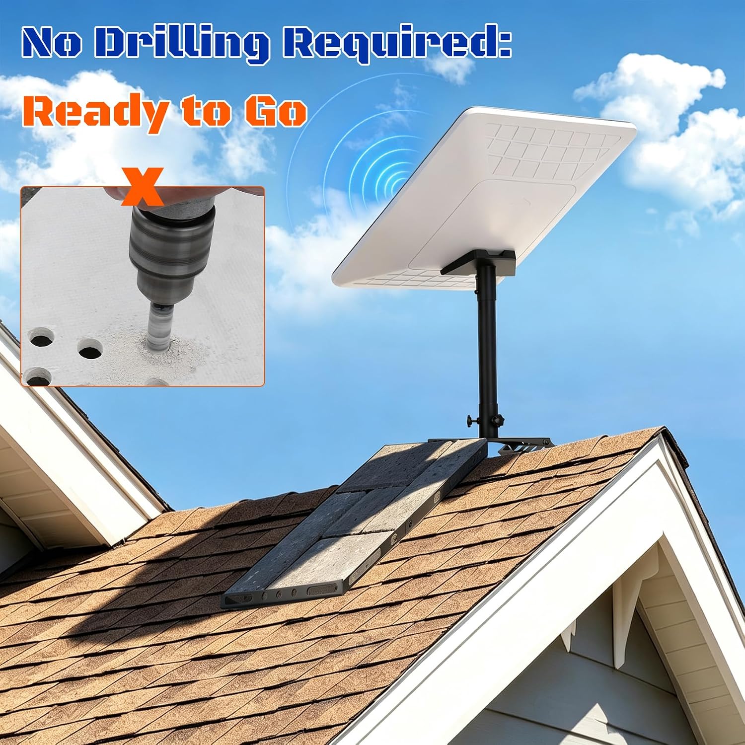 Gen 3 Starlink Roof Mount, Starlink Roof Ridge Mount with Gen 3/4/4X. Pipe Adapter, starlink no Drill roof Mount Adjustable Angle Starlink Mounting Kit, No Drilling Required