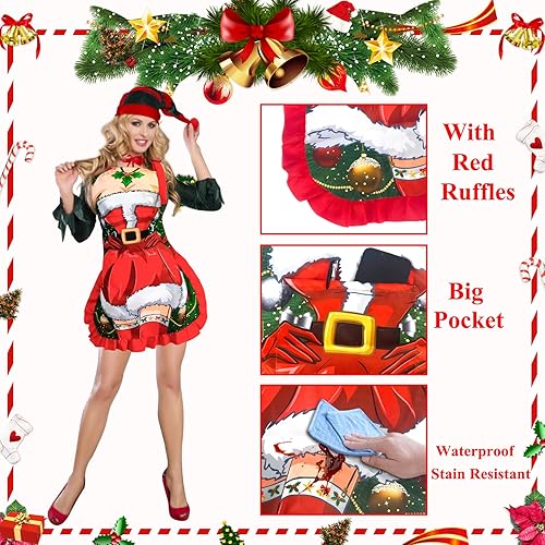 Miniatura 3 de Paquete de 2 delantales para mujeres y hombres con 3 bolsillos, delantal ajustable impermeable de cocina con 2 toallas