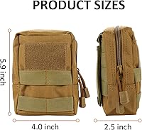 Vista 2 de Paquete de 4 bolsas Molle Tactical Utility EDC Bolsas pequeñas con 4 parches desmontables y 4 clips de anillo en D