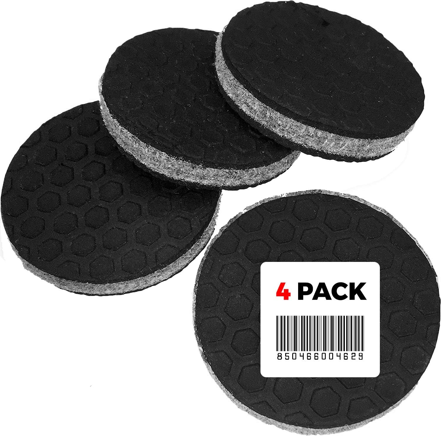 "SlipToGrip" 4 Pack Furniture Grippers by iPrimio - Furniture Non-Slip Pads 2" Round with 3/8" Heavy Duty Felt Core. No Adhesive. No Nails. Won't Harm Floors.