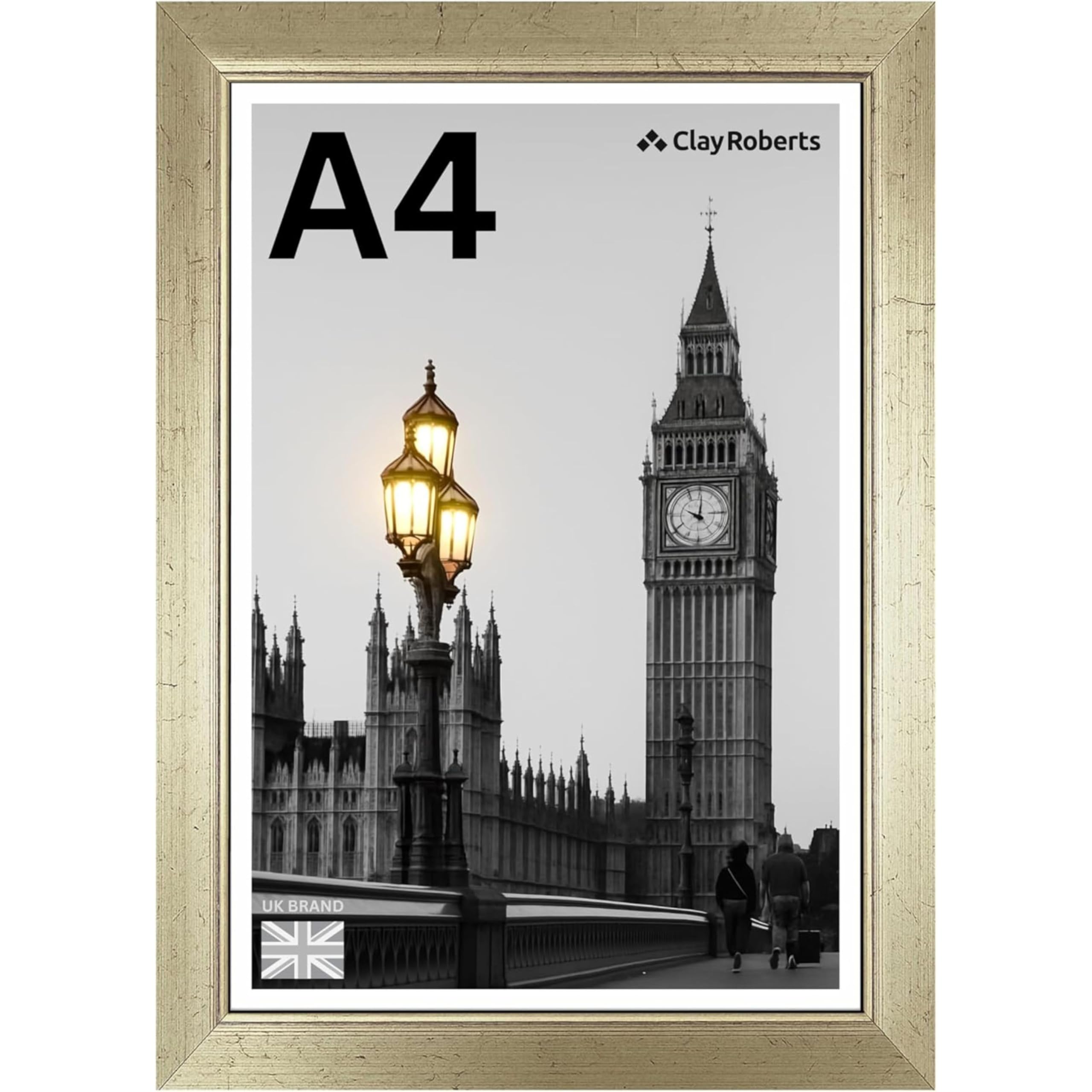 A4 Gold Photo Frame – Modern A4 Frame for Certificates, Pictures & Prints, Wall Hanging (Portrait or Landscape), Document & Poster Frame UK