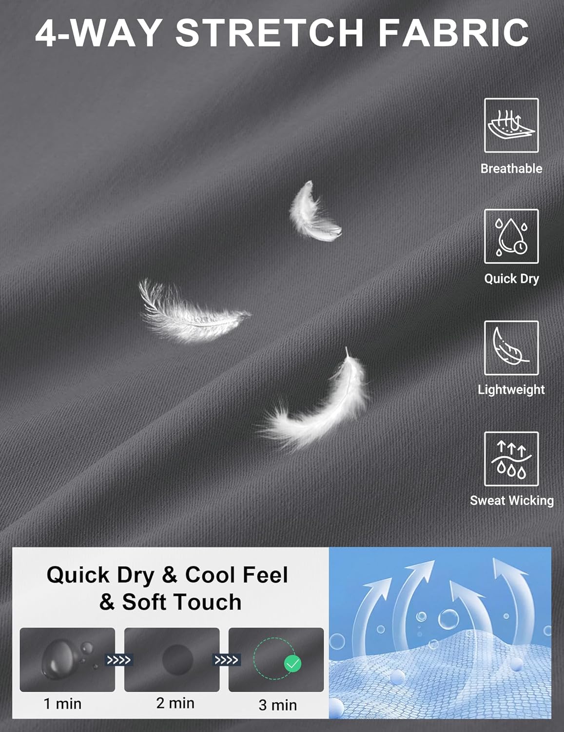 COOFANDY Men's Casual Shorts 7" Stretch Golf Shorts with 4 Pockets Quick Dry Lightweight Shorts Dress for Hiking Work - Image 5