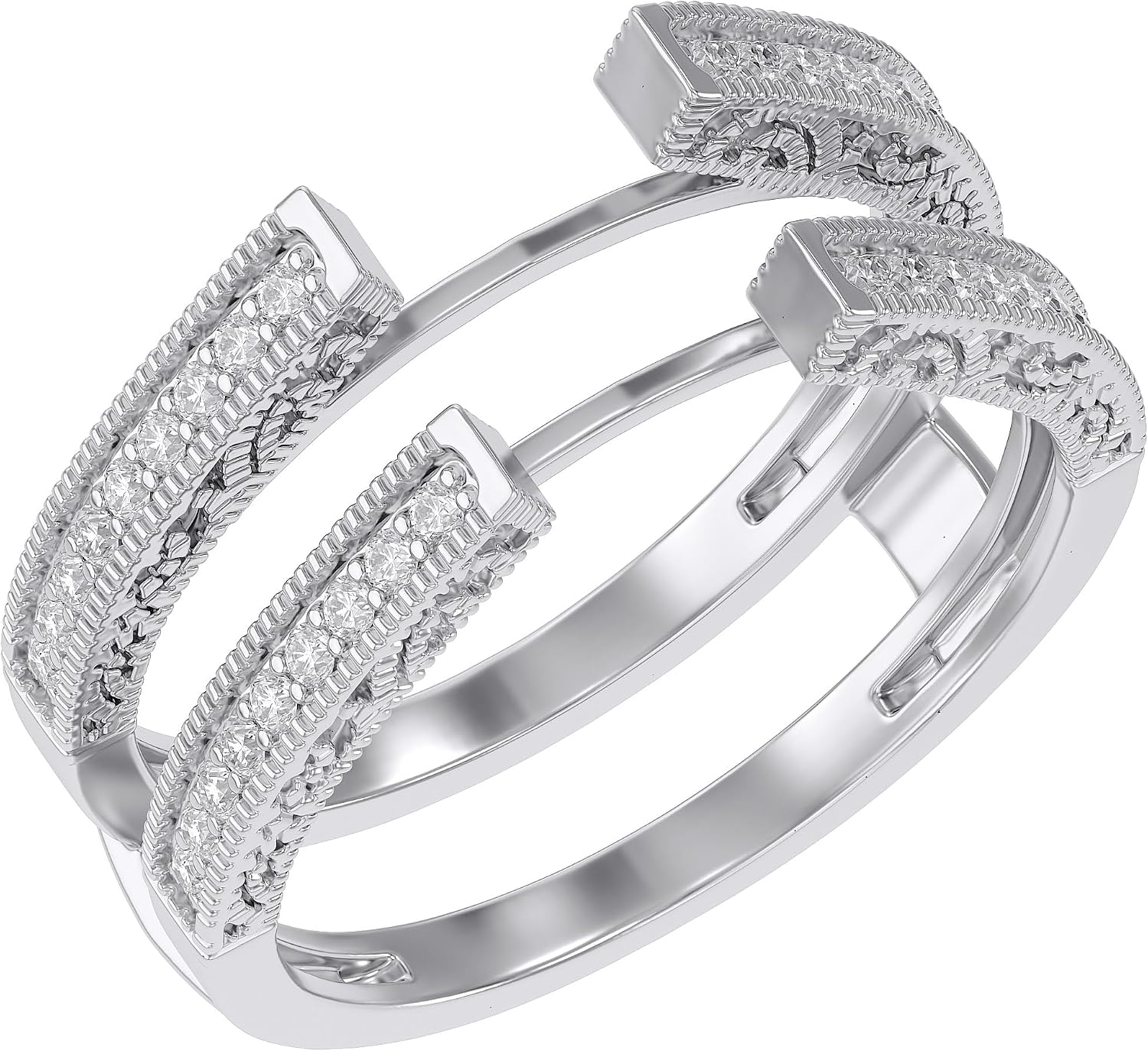 Cathedral Enhancer Guard Stacking Wedding Band for Women 0.20 CT image 5