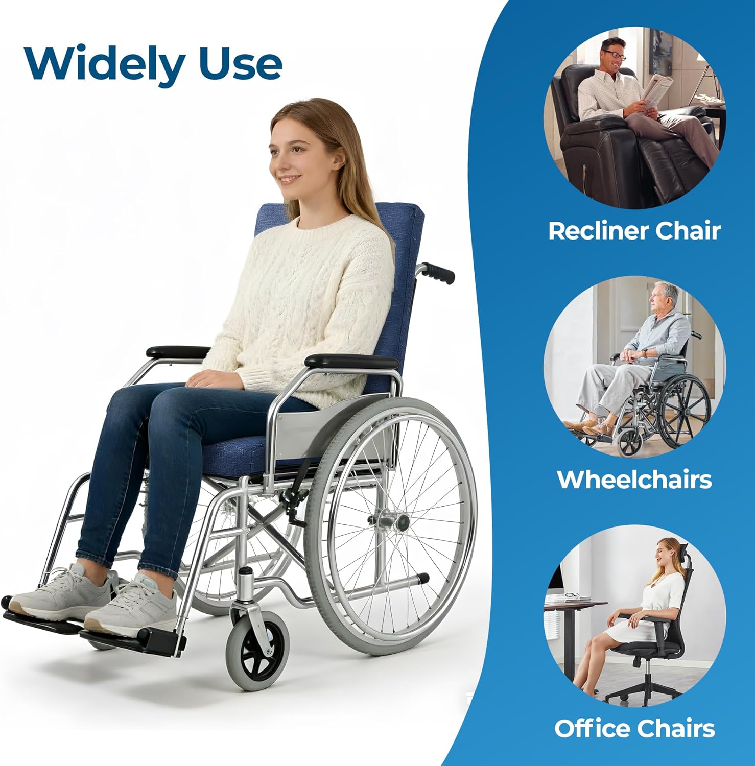 Ganondorf Extra Large Egg Crate Recliner Seat Cushion for Elderly Tufted Furry Booster Foam Cushion, Pressure Relief for Long Sitting Orthopedic Chair Cushion for Recliners Office Chairs, Navy