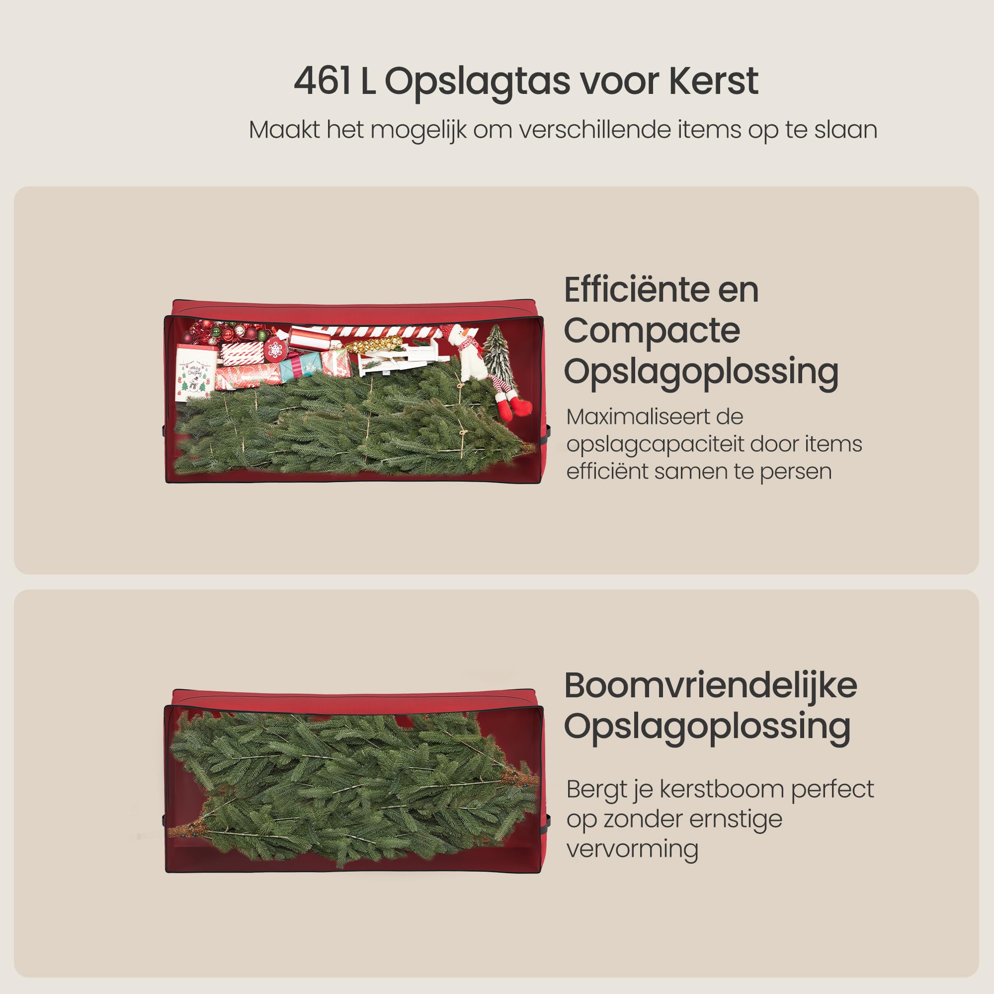 Prime 600D Oxford kunstkerstboom opbergtas - tot 122 cm kerstboom organizer voor ongeassembleerde bomen, met elegante ritssluiting, geschikt voor opblaasbare vakantie