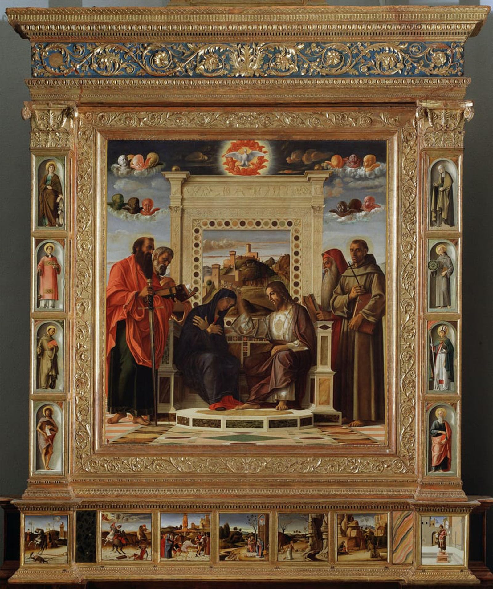 SERENDIPITP Retro Picture Poster Wall Art Pictures Painting Central Part Coronation of the Virgin Between Saint Peter by famous artist Wall Art Canvas Print for Wall Decor 60x90cm