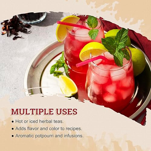 Vista 4 de 52USA Té orgánico de flores de hibisco, té de hibisco, 1 libra (16 onzas), té de hierbas secas de flores de hibisco, 100% orgánico certificado