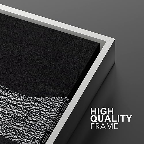 Miniatura 4 de IDEA4WALL Lienzo enmarcado para pared, diseño de rayas duotono, negro oscuro, gris, ilustraciones de formas abstractas, arte moderno, decorativo,