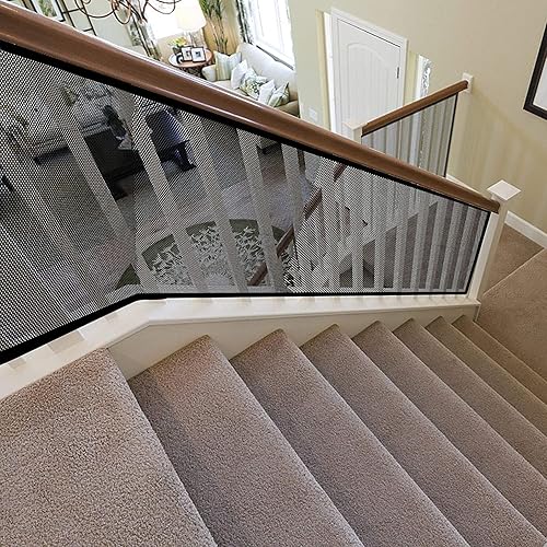 Miniatura 7 de JIFTOK Puerta de bebé para escaleras protector de barandilla para niños mascotas juguetes 10 pies de largo x 266 pies de alto red de seguridad de