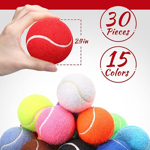 Miniatura 2 de Yunsailing 30 pelotas de tenis para perros a granel de 2.5 pulgadas para perros, mini juguete para mascotas de colores a granel para ejercicios de