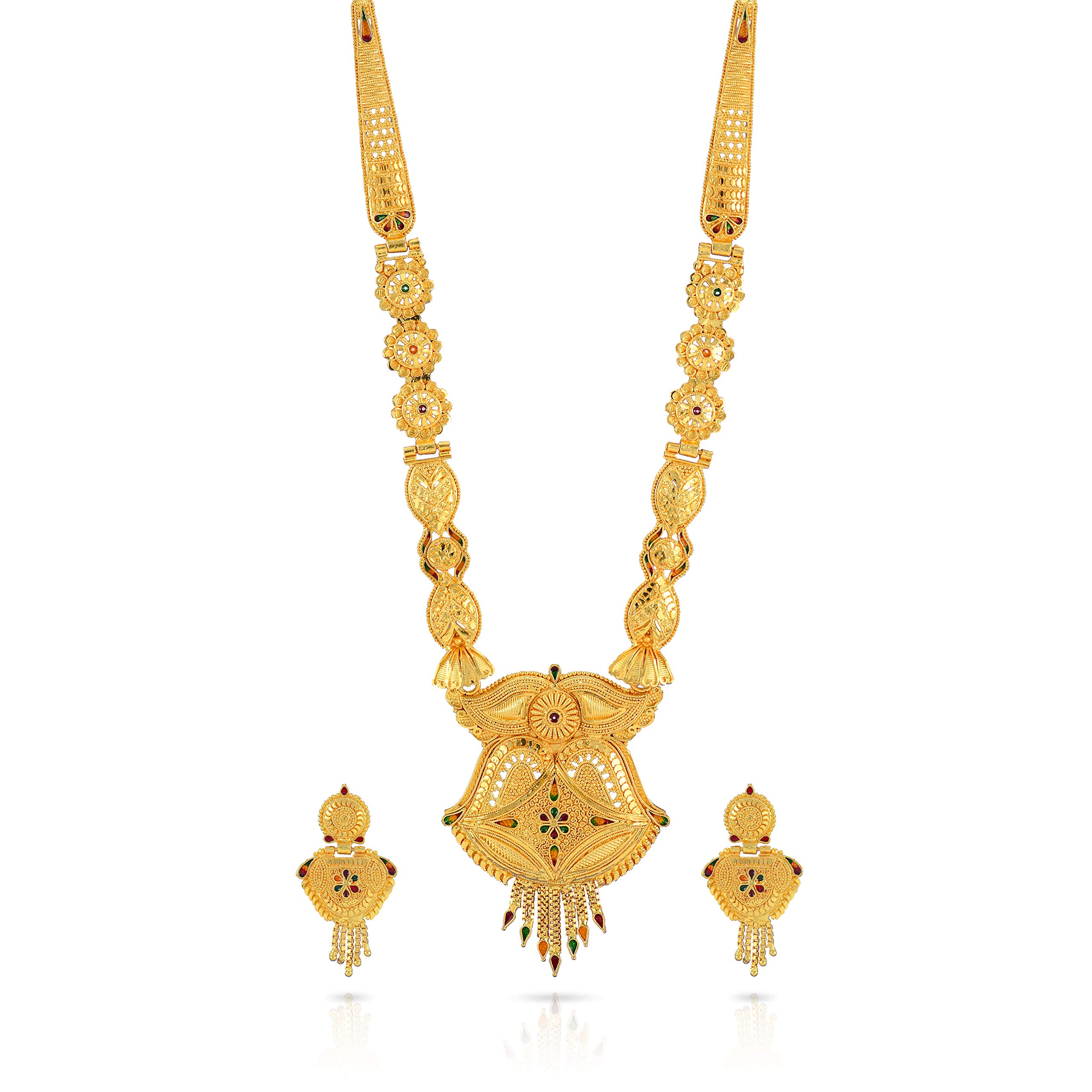 Femmibella Gold Plated Meenakari Long Haaram Necklace Set For Women (Gold, 200gm) (B0B4P5D484) Amazon Price History, Amazon Price Tracker