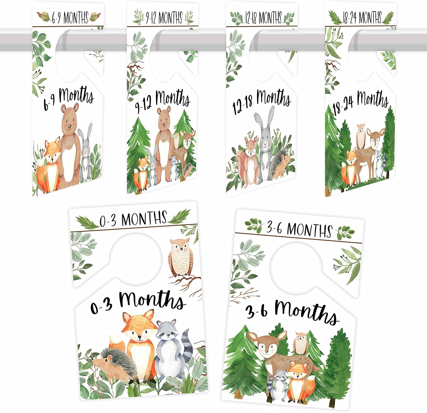 Hadley Designs 6 Woodland Hanger Dividers for Baby Closet-Baby Essentials For Newborn, Baby Closet Organizer For Nursery, Nursery Closet Dividers Neutral